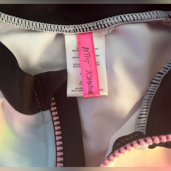 Betsey Johnson Girl's S 7/8 Long Sleeve Rash Guard Tankini Swimsuit top only - Picture 2 of 7